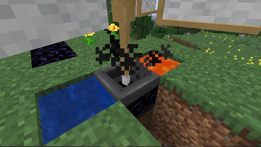 Stonemill connected to water, lava, and a rotating axle